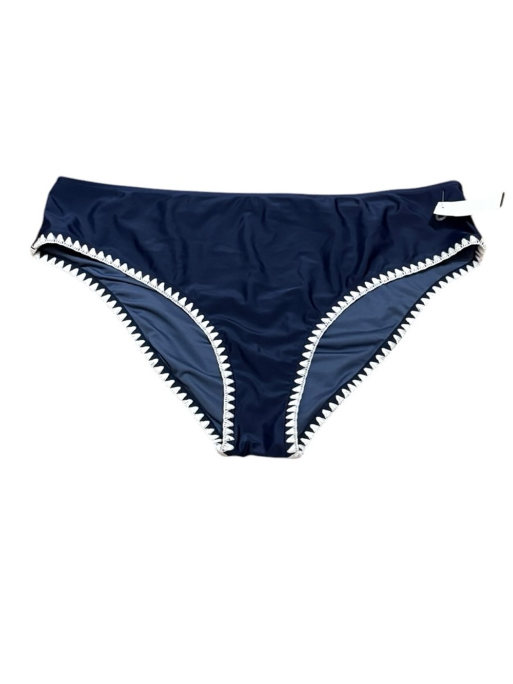 Cupshe Women's Navy Bikini Bottom with White Crochet Trim, Size XXL, NWT